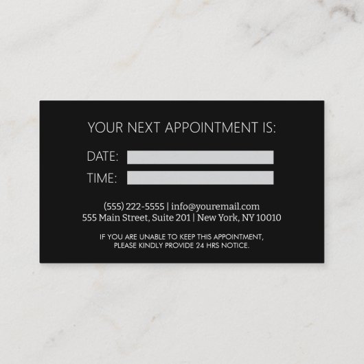 Carte de rendez-vous branchée pour animaux de comp (Dos)