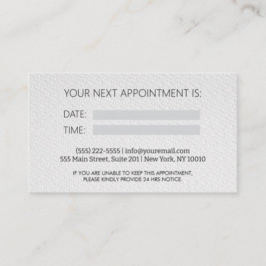 Carte de rendez-vous branchée pour animaux de comp (Dos)