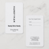 Carte De Rendez-vous Bricoleur [style d'impression typographique] (Devant / Derrière)