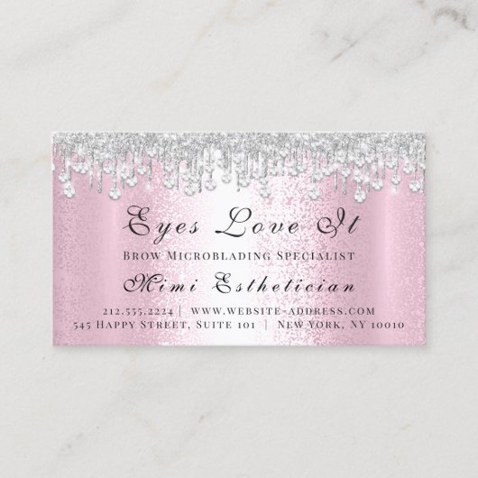 Carte De Rendez-vous Brows de maquillage Lash Driver Coiffeur rose (Devant)