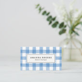 Carte De Rendez-vous Buffalo à l'aquarelle bleue Plaid CODE QR moderne (Debout devant)
