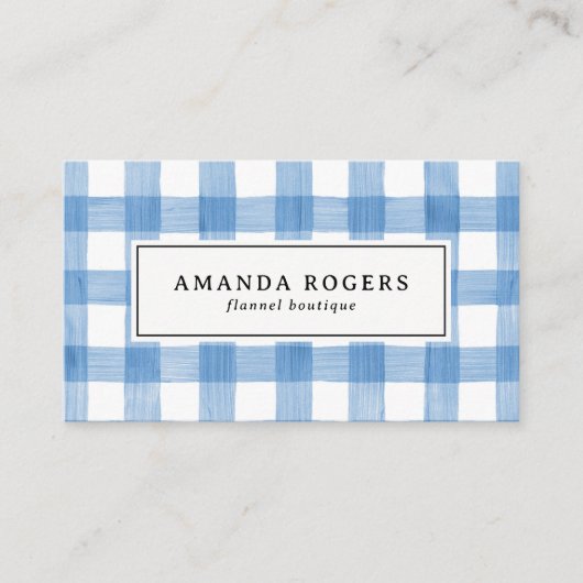 Carte De Rendez-vous Buffalo à l'aquarelle bleue Plaid CODE QR moderne (Devant)