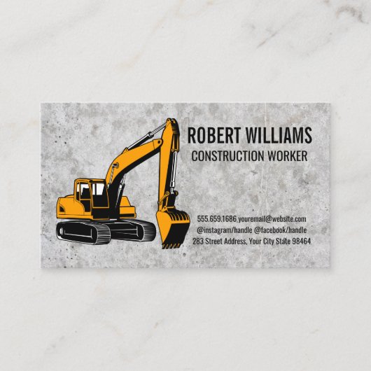 Carte De Rendez-vous Bulldozer | Béton (Devant)