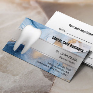 Carte De Rendez-vous Bureau dentaire Abstrait Marine & Gold Dentist