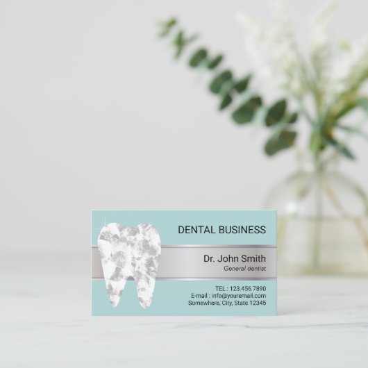 Carte De Rendez-vous Bureau dentaire Mint Blue Dentist Nomination (Debout devant)