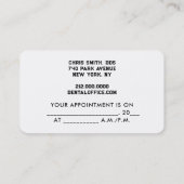 Carte De Rendez-vous Bureau des dentistes Nomination dentaire (Dos)