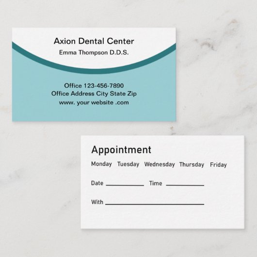 Carte De Rendez-vous Bureau moderne Dentist Nomination (Devant / Derrière)