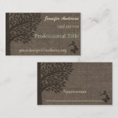 Carte De Rendez-vous Burlap Rustic Tree Nomination Professionnelle (Devant / Derrière)