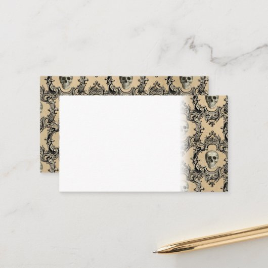 Carte De Rendez-vous Cadre victorien Skulets Goth Skeleton Gothique (Devant/Arrière en situation)