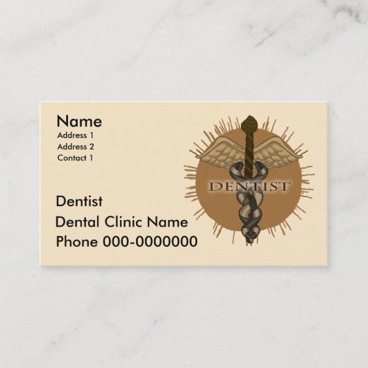 Carte De Rendez-vous Caducée de dentiste (Devant)