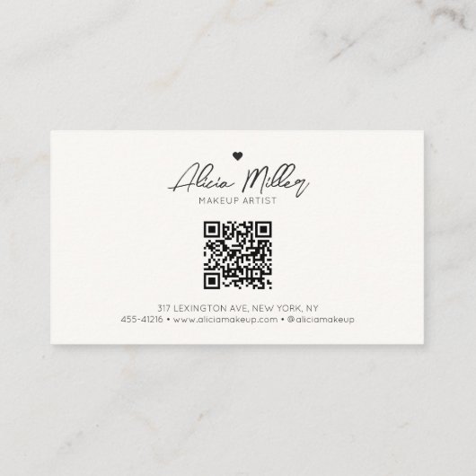 Carte De Rendez-vous Calligraphie minimale Code QR commercial écrit à l (Dos)