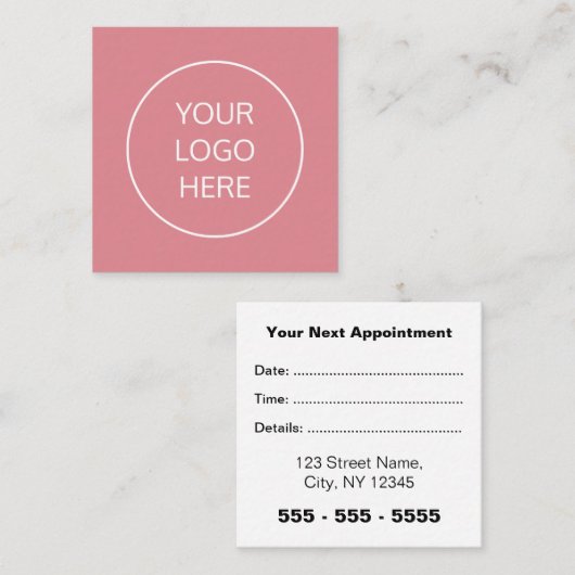 Carte de rendez-vous Carré Blush Pink (Devant / Derrière)