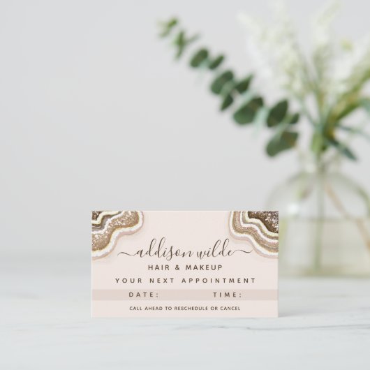 Carte De Rendez-vous Champagne Gold Parties scintillant Brown Géode Aga (Debout devant)