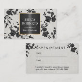 Carte De Rendez-vous Cheveux et maquillage élégant noir floral (Devant / Derrière)