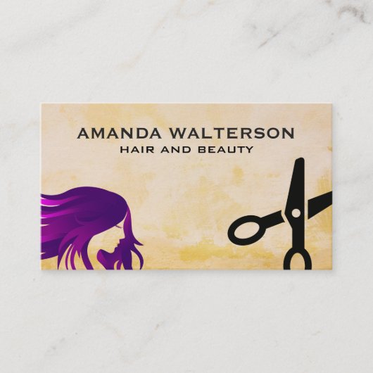 Carte De Rendez-vous Cheveux pourpre | Ciseaux (Devant)