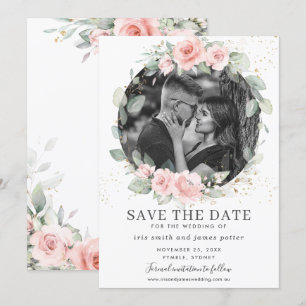 Carte de rendez-vous chic avec photo florale rose 