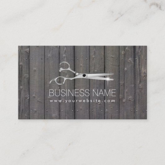 Carte De Rendez-vous Chic Ciseau Bois Frappes Salon De Coiffure Rendez- (Devant)