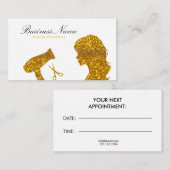 Carte De Rendez-vous Chic Gold Parties scintillant femme coiffeur (Devant / Derrière)