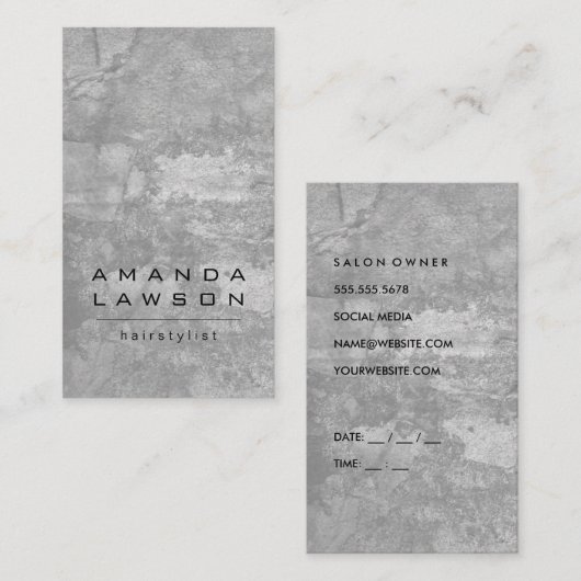 Carte De Rendez-vous Chic Grunge Grey (rendez-vous) (Devant / Derrière)