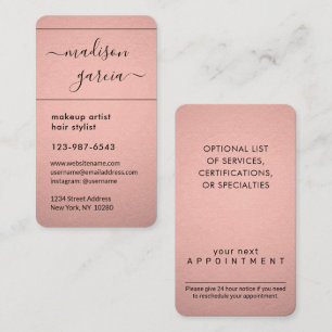 Carte De Rendez-vous Chic moderne Script Rose Gold Faux Foil Vertical