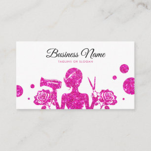 Carte De Rendez-vous Chic Parties scintillant rose Floral Coiffeur