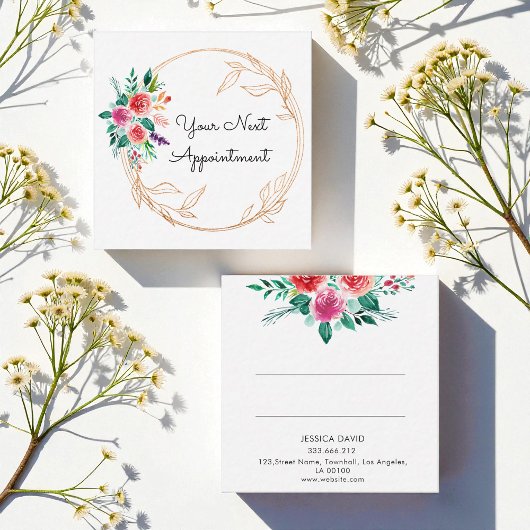 Carte De Rendez-vous Chic Rose or rose blanc floral