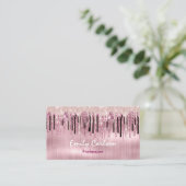 Carte De Rendez-vous Chic rose rousse goutte à goutte rose (Debout devant)