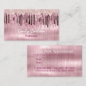 Carte De Rendez-vous Chic rose rousse goutte à goutte rose (Devant / Derrière)