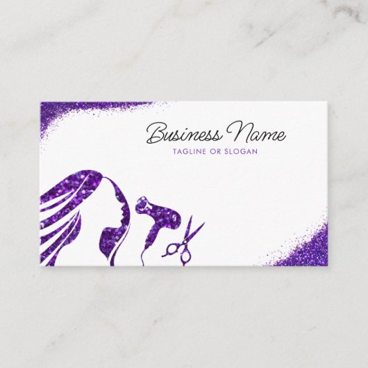 Carte De Rendez-vous Chic Violet Parties scintillant femme coiffeur (Devant)