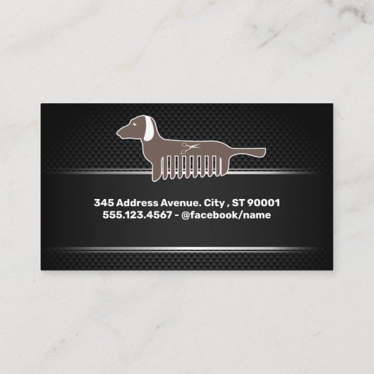Carte De Rendez-vous Chien Groomer | Arrière - plan Black Mesh (Dos)