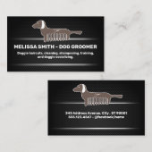 Carte De Rendez-vous Chien Groomer | Arrière - plan Black Mesh (Devant / Derrière)