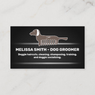 Carte De Rendez-vous Chien Groomer   Arrière - plan Black Mesh