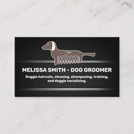 Carte De Rendez-vous Chien Groomer | Arrière - plan Black Mesh (Devant)