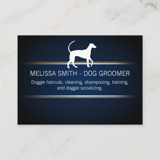 Carte De Rendez-vous Chien Groomer | Arrière - plan Blue Mesh (Devant)