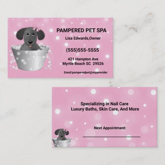 Carte De Rendez-vous Chien Grooming Chien Spa (Devant / Derrière)