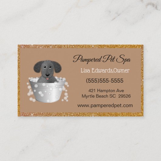 Carte De Rendez-vous Chien Grooming Chien Spa Parties scintillant Busin (Devant)