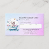 Carte De Rendez-vous Chien toilettant dégradé rose à bleu professionnel (Devant)