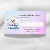 Carte De Rendez-vous Chien toilettant dégradé rose à bleu professionnel