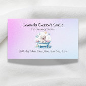 Carte De Rendez-vous Chien toilettant dégradé rose à bleu professionnel