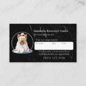 Carte De Rendez-vous Chien toilettant le marbre noir professionnel (Devant)