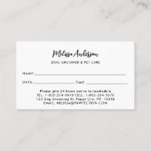 Carte De Rendez-vous Chien Walker Animaux de compagnie Sitter Chien d'a (Dos)