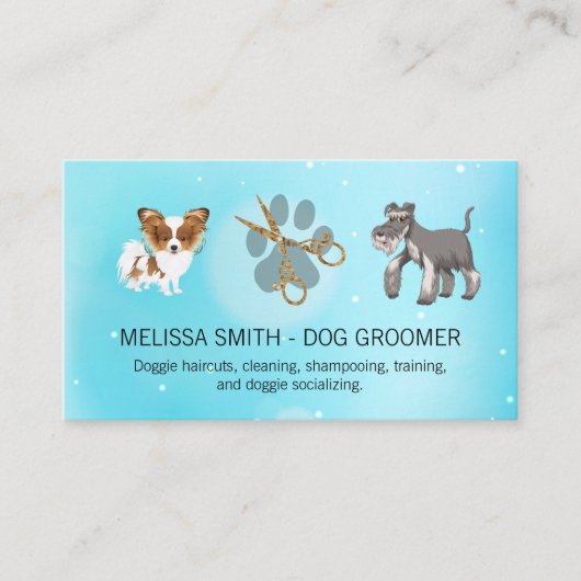 Carte De Rendez-vous Chiens mignons | Ciseaux | Chien Paw (Devant)