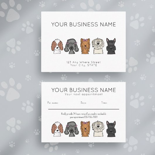 Carte de Rendez-vous Chiens Mignons Simples Blanc