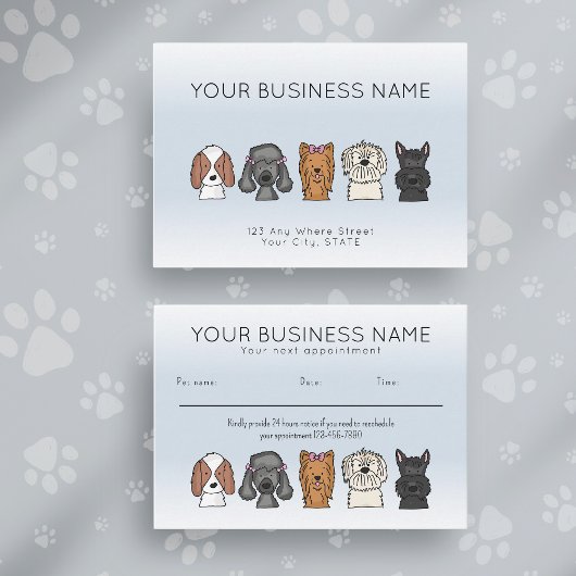 Carte de Rendez-Vous Chiots Mignons Bleu Clair