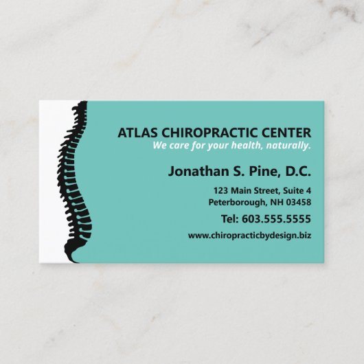 Carte De Rendez-vous Chiropraticien de la colonne vertébrale latérale N (Devant)