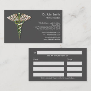 Carte De Rendez-vous Chrome Holographique 3D Médicale Caduceus