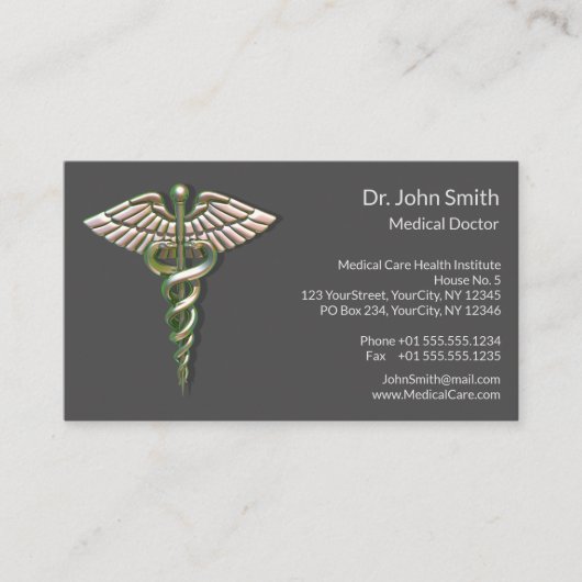 Carte De Rendez-vous Chrome Holographique 3D Médicale Caduceus (Devant)