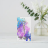 Carte De Rendez-vous Ciseaux | Aquarelle Arrière - plan artistique (Debout devant)