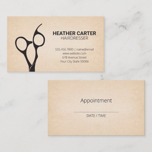 Carte De Rendez-vous Ciseaux de coiffeur (Devant / Derrière)