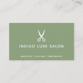 Carte De Rendez-vous Ciseaux de salon de cheveux Vert moderne (Devant)